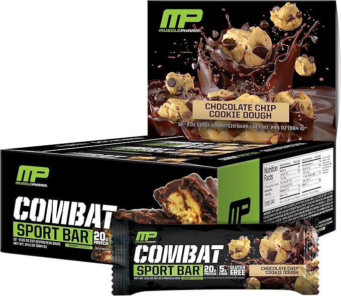 Muscle Pharm Combat Protein 2lb Vanilla and Combat Chocolate Chip Cookie Dough Sport Bars