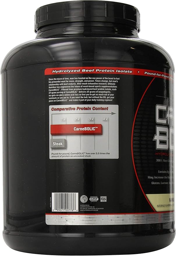 Ultimate Nutrition Carne Bolic Beef Protein Powder Lactose Free Protein Shakes Paleo and Keto Friendly with No Sugar or Carb Low Calorie Isolate Powder Hydrolized Protein 60 Servings Vanilla
