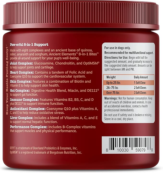 Zesty Paws Dog Multivitamin Chewable Dog Vitamins and Supplements for Hip &amp Joints Skin &amp Coat Omega 3 Fish Oil for Dogs- Senior &amp Puppy Multivitamin - Bison- 90ct