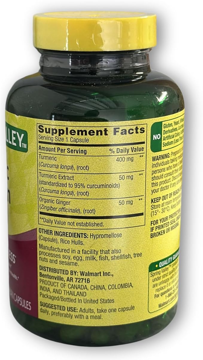 Turmeric Curcumin 500mg with Ginger Powder- Vegetarian Capsules 180ct (Pack of 1) Boxed by Fusion Shop Store