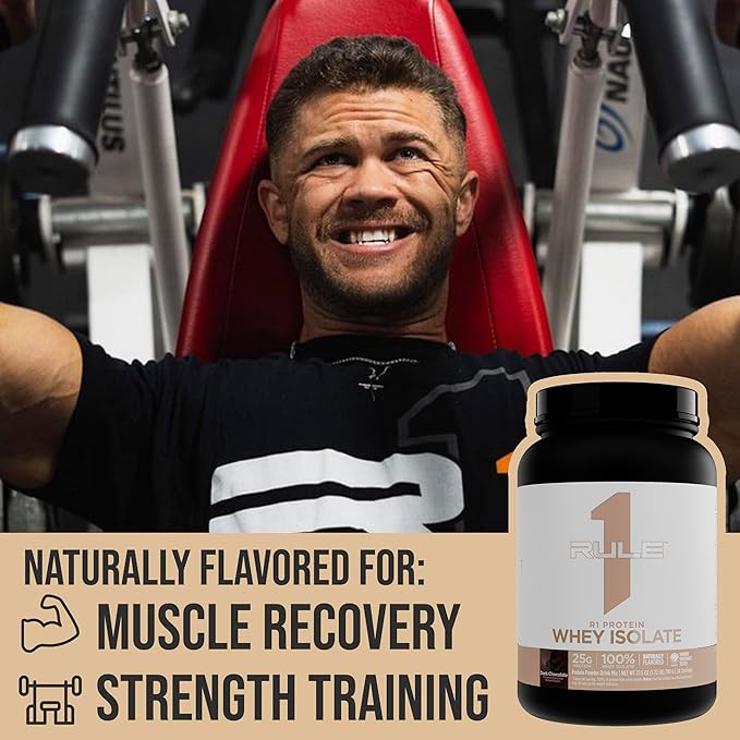 Rule 1 Naturally Flavored R1 Protein Whey Isolate - Clean Formula with 25g Protein &amp 6g BCAA Exclusively Isolated &amp Hydrolyzed Sources for Workout Recovery (1.7 Pounds* Unflavored)