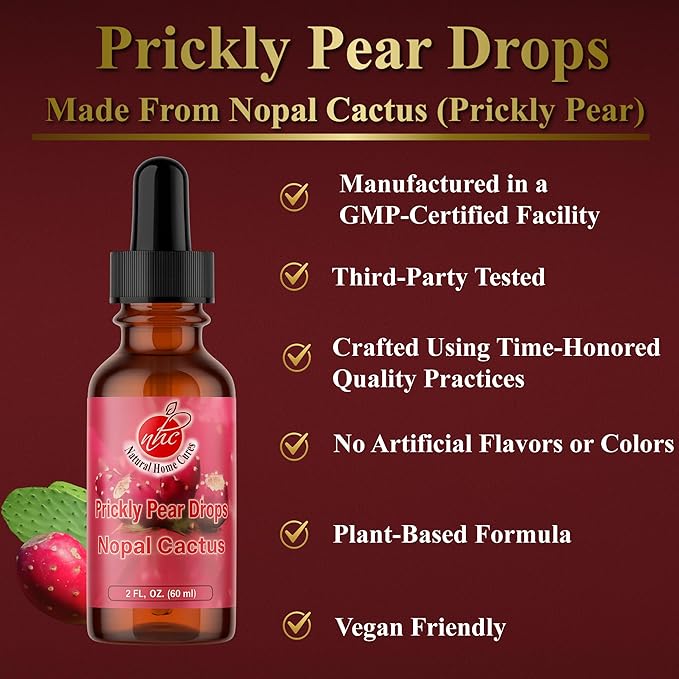 Prickly Pear Nopal Cactus Supplement Combo Pack - Freeze Dried Cactus Fruit Extract - 120 Vegetable Capsules &amp 2oz Liquid Drops - Vegan Rich in Betalains &amp Bioavailable