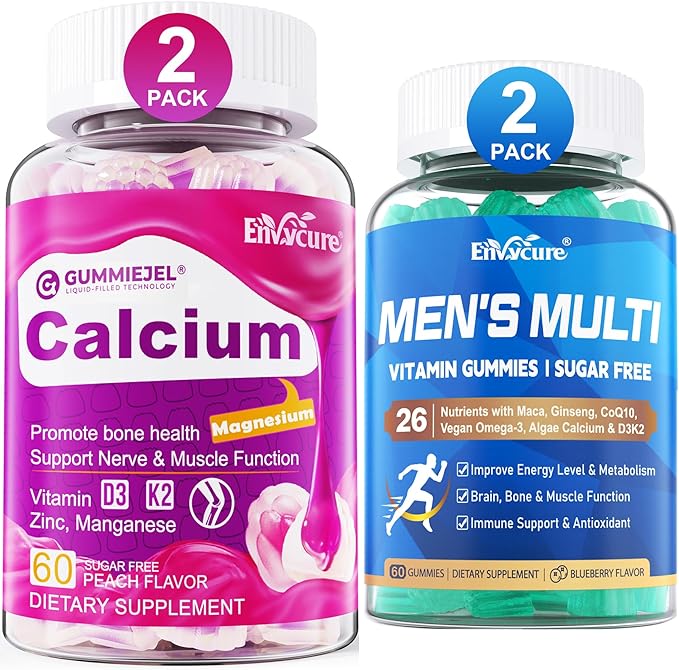 Sugar Free Calcium Gummies 120 Count + Mens Multivitamin Gummies 120 Count