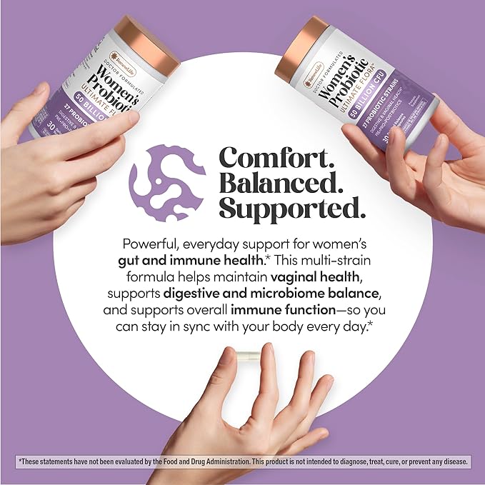 Renew Life Ultimate Flora Probiotics for Women | 50 Billion CFU | 30 Delayed Release Vegan Capsules | Digestive &amp Vaginal Health | Dairy Soy and Gluten Free Supplement