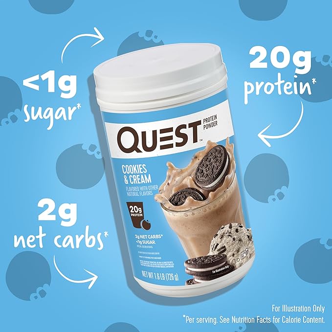 Quest Vanilla Milkshake 24g Protein 3 Pound and Cookies &amp Cream 20g Protein 1.6 Pound Protein Powders