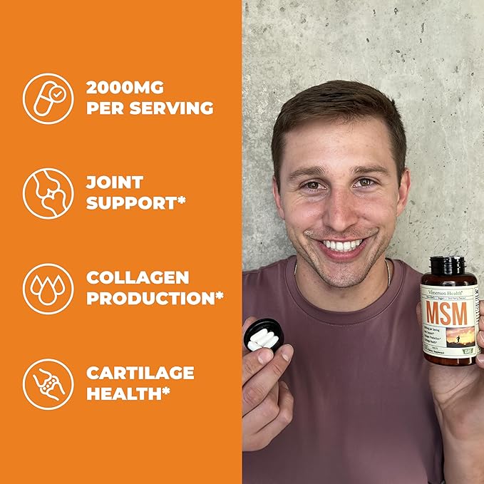 Glucosamine Chondroitin MSM Joint Support Supplement &amp High Potency MSM Supplement (2000mg per Serving) for Cartilage &amp Joint Health
