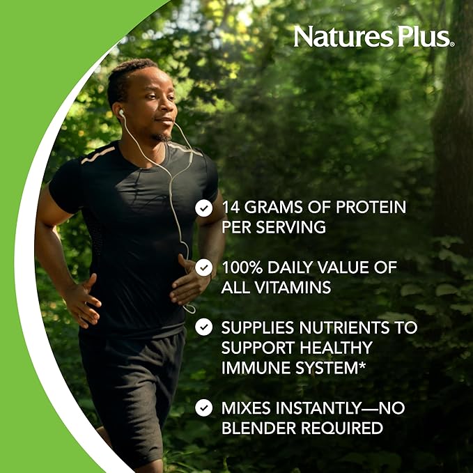 NaturesPlus SPIRU-TEIN Simply Natural Original Chocolate - 0.81 lb - Unsweetened Plant-Based Protein Shake - Non-GMO Vegetarian Gluten Free - 16 Servings