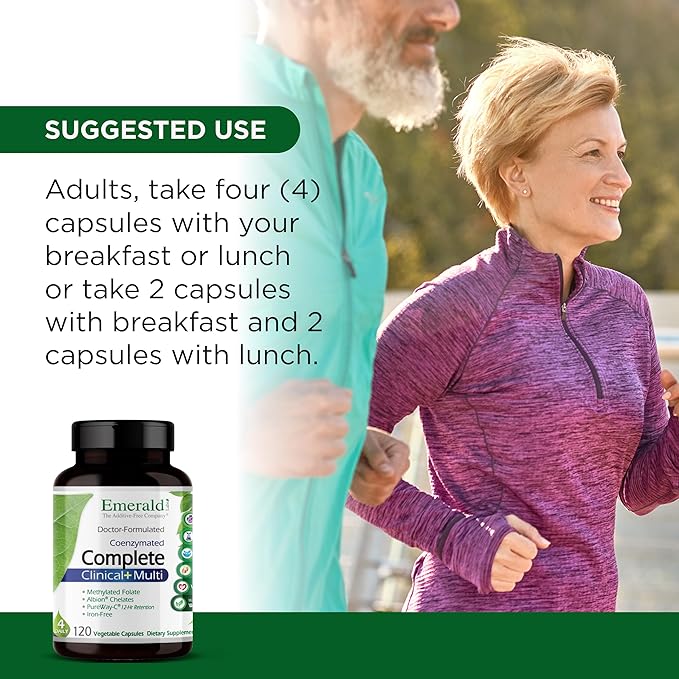 EMERALD LABS Complete Clinical Multi - Multivitamin with Methylated Folate Vitamin D3 Digestive Enzymes &amp More for Gut Health Immune Support &amp More* - 120 Vegetable Capsules (30-Day Supply)