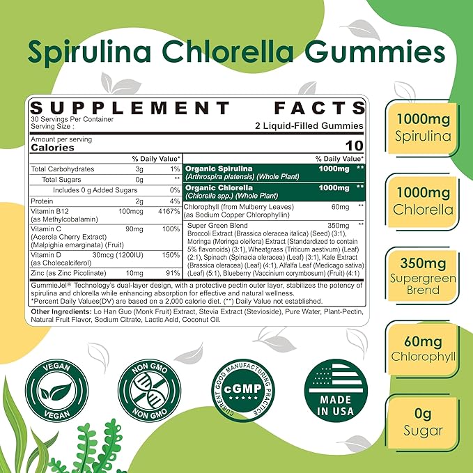 Organic Spirulina Chlorella Gummies + Kids Calcium Gummies