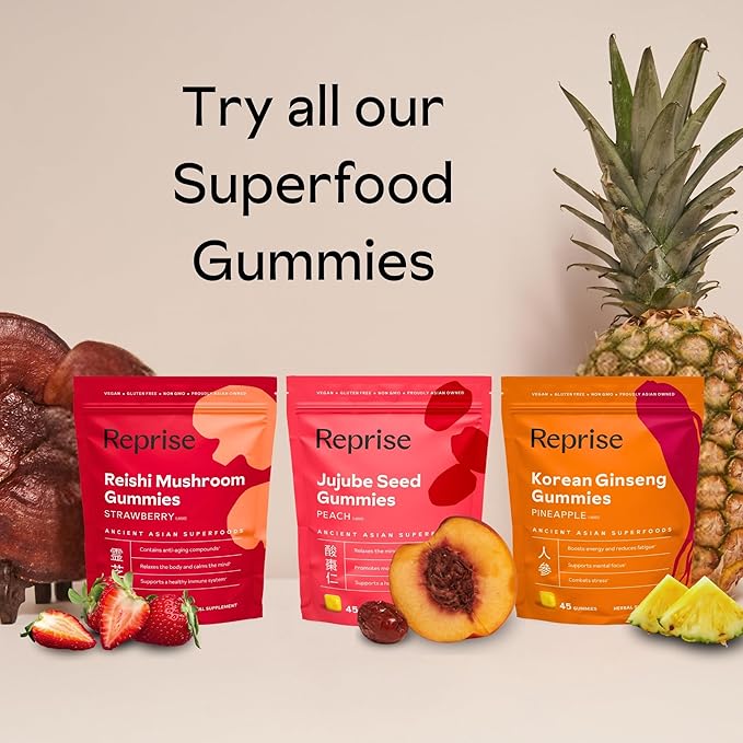 Reishi Mushroom Gummies | Hongo Reishi Mushroom Supplement Gummies (Lingzhi Ganoderma Lucidum) | Full Spectrum Stress Gummies for Adults | Red Reishi Mushroom | Strawberry Flavor | 45 Count