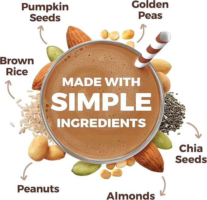 Orgain Organic Simple Vegan Protein Powder Chocolate - 20g Plant Based Protein Made with less Ingredients No Artificial Sweeteners Gluten Free No Dairy or Lactose 1.25 lb (Packaging May Vary)