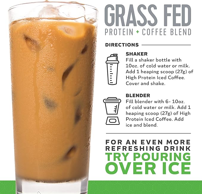 High Protein Coffee Keto Friendly 18g of Protein 2g Carbs Natural Ingredients (18 Servings Chocolate Iced Coffee)