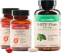 NatureWise (Pack of 2) CoQ10 100mg + Black Pepper High Absorption - 30 Softgels[30-Day Supply] + [1] 5-HTP 200mg + Vitamin B6 - Non-GMO Vegan - 60 Capsules[60-Day Supply]