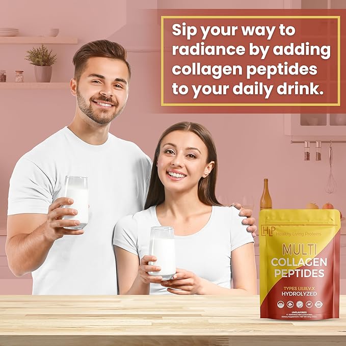 Healthy Living Proteins | Multi Hydrolyzed Collagen Peptides Type I II III V &amp X | Grass Fed Bovine Wild Caught Marine Free Range Chicken | Gluten Free (Unflavored 1 Pound (Pack of 1))