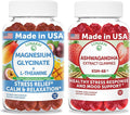 Lunakai USA Made Magnesium Glycinate with L-Theanine + Ashwagandha Extract Gummies Bundle – Naturally Flavored Non-GMO – 60ct Each