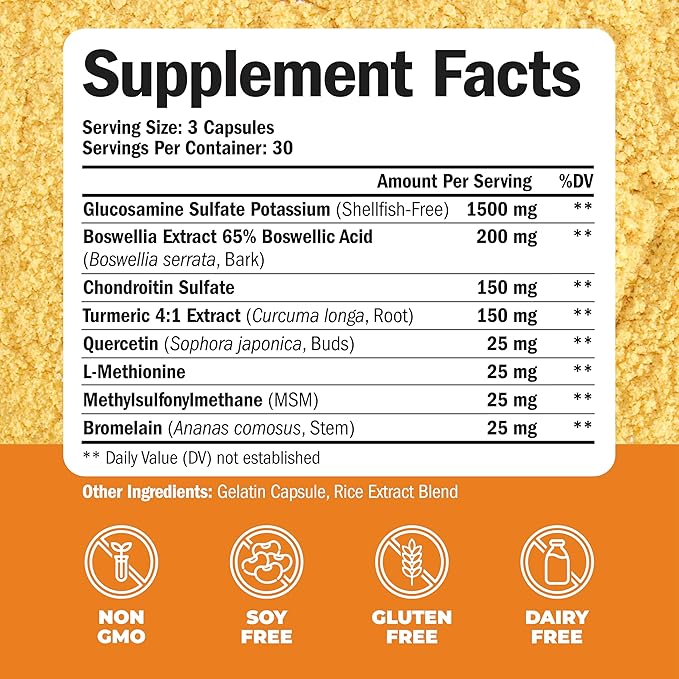Glucosamine Chondroitin MSM Joint Support Supplement &amp High Potency MSM Supplement (2000mg per Serving) for Cartilage &amp Joint Health