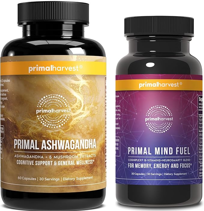 Primal Harvest Daily Two-Step Routine | Ashwagandha + Mind Fuel | 2 Pack | 30 Day Supply