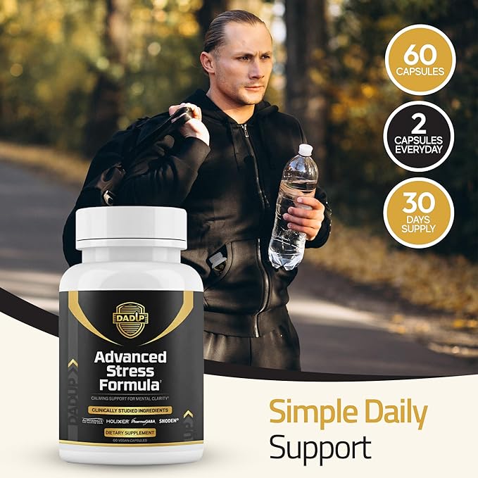 Dad Up™ 5 in 1 Advanced Stress Formula with Holixer Holy Basil Shoden Ashwagandha AlphaWave L-Theanine 60 Vegan Capsules