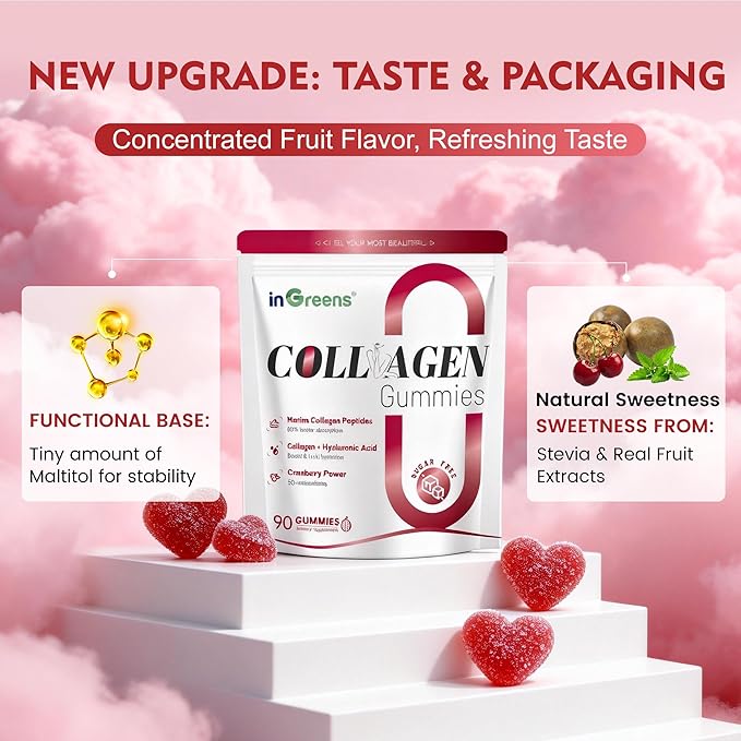Collagen Peptides Gummies for Women - 5000mg Hydrolyzed Marine Collagen Sugar Free with Type IIIIII &amp Biotin 90 Count