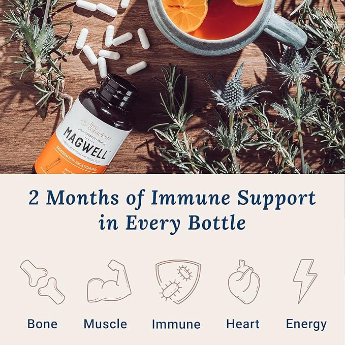 Live Conscious OmegaWell Fish Oil &amp MagWell Magnesium Zinc &amp Vitamin D3 | Bone &amp Heart Health Immune System Support + Heart Brain &amp Joint Support