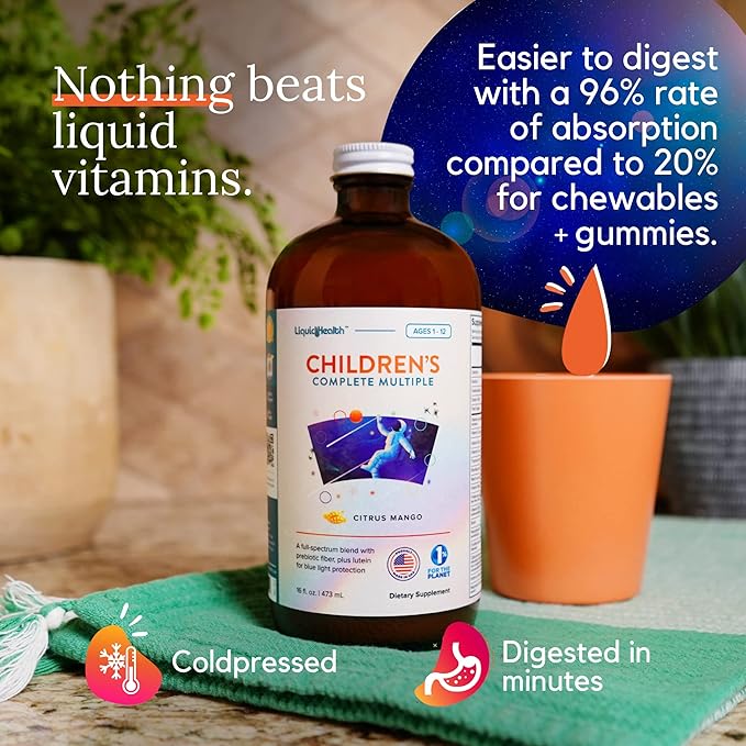 LIQUIDHEALTH Children Multivitamins Complete Multi for Kids and Calcium with Magnesium Joint Support Supplement Bundle