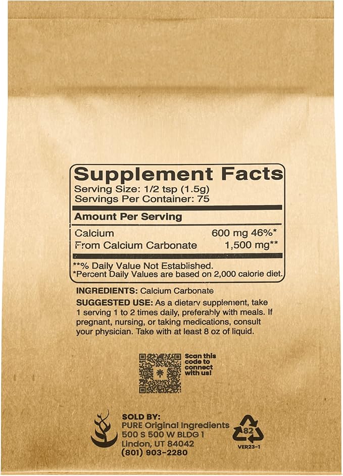 Pure Original Ingredients Calcium Carbonate Calcium Chloride and Magnesium Chloride Bundle 4 oz Each Food Safe