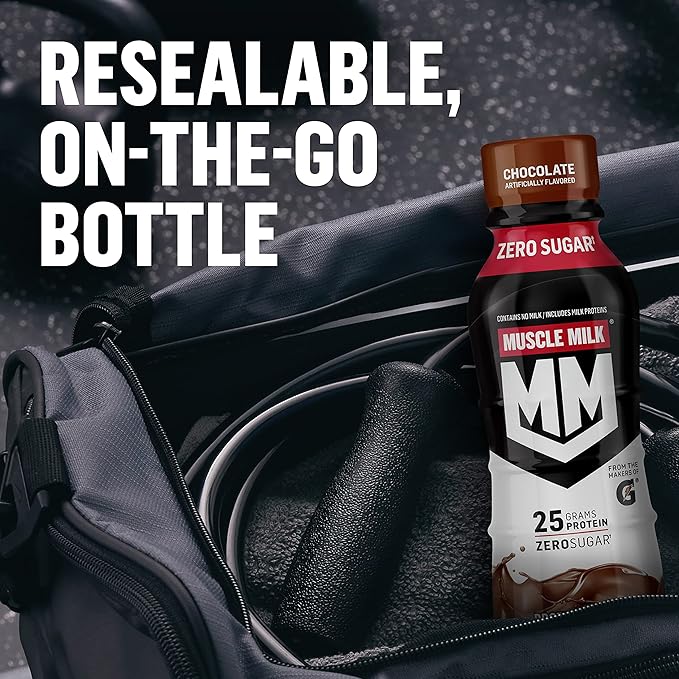Muscle Milk Genuine Protein Shake Vanilla Creme 11.16 Fl Oz Bottle 12 Pack 25g Protein Zero Sugar Calcium Vitamins A C &amp D 5g Fiber Energizing Snack Workout Recovery Packaging May Vary
