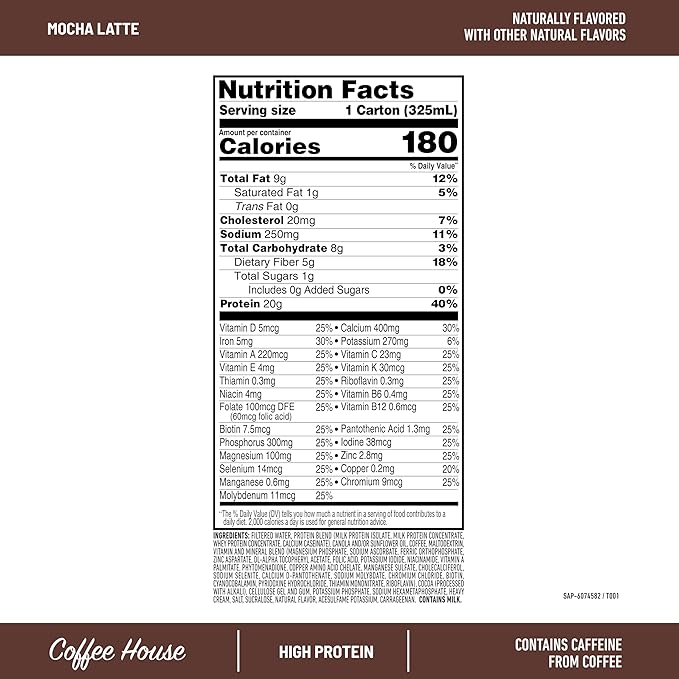 SlimFast High Protein Latte Bundle Caffeine 20g Protein Vanilla Latte Meal Replacement Powder 21 Servings + Mocha Latte Protein Shake Meal Replacement Shake Ready to Drink 11 Fl Oz (Pack of 12)