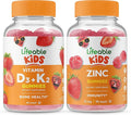 Lifeable Vitamin D3 + Vitamin K2 Kids + Zinc Kids Gummies Bundle - Great Tasting Vitamin Supplement Gluten Free GMO Free Chewable Gummy