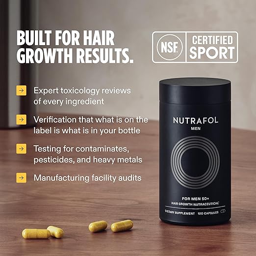 Nutrafol Men 50+ Hair Growth Supplements Clinically Tested for Visibly Thicker Hair and Scalp Coverage #1 Dermatologist-Recommended Hair Growth Supplement Brand - 2 Month Supply 2 Refill Pouches