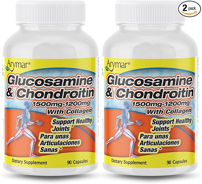 Arymar Glucosamine Chondroitin &amp Collagen Supplement Joint Support Formula Two Pack