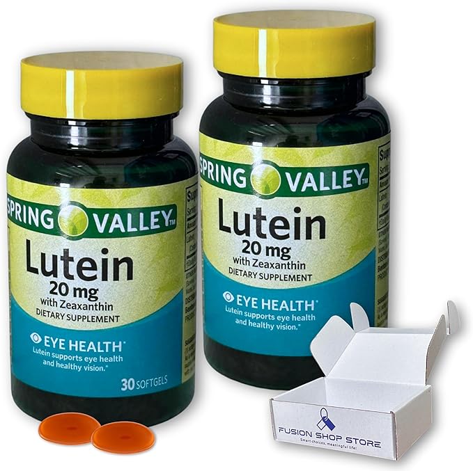 Lutein 20mg- Softgels 30ct (Pack of 2) with Zeaxanthin Boxed by Fusion Shop Store