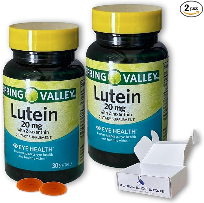 Lutein 20mg- with Zeaxanthin 30 softgels (Pack of 2) Boxed by Fusion Shop Store