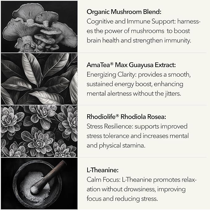 Organic Body &amp Mind Supplement: Astaxanthin with Turmeric Curcumin Antioxidant Powerhouse and Organic Mushroom Nootropic Adaptogen for Calming Focus