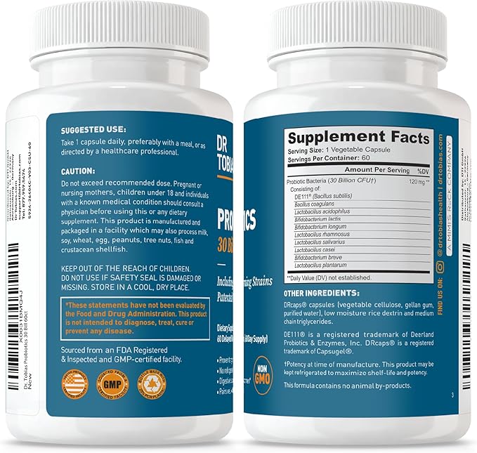 Dr. Tobias Probiotics 30 Billion CFU &amp Berberine 500 mg – Digestive &amp Metabolic Wellness Bundle