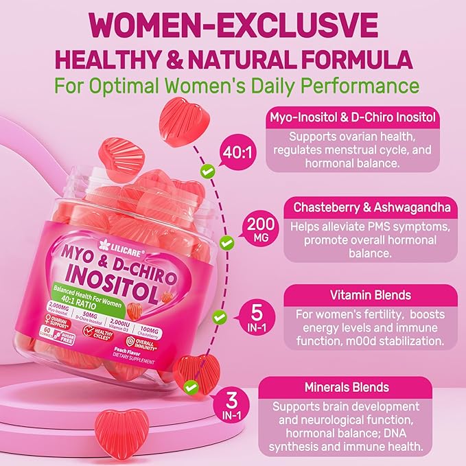 Bundle: Vitamin D3 K2 Filled Gummies &amp Inositol Gummies Ideal 40:1 Ratio Myo &amp D-Chiro