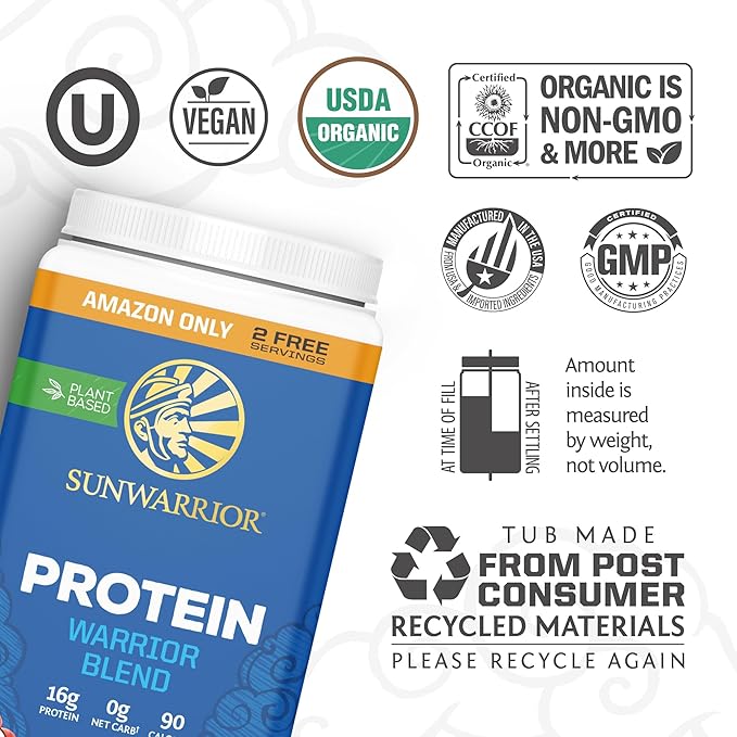Sunwarrior Mocha &amp Chocolate Organic Plant Based Protein Powder Set | Bundle &amp Save | Vegan Organic Protein Powder | Non-GMO Soy Dairy Filler &amp Gluten Free (32 Servings Chocolate 30 Servi