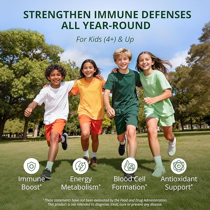 NuBest Immune Gummies | Kids Immune Booster with Iron Zinc Vitamins C D2 A and B-Complex | for Ages 4+ | Raspberry Flavor | 60 Gummies