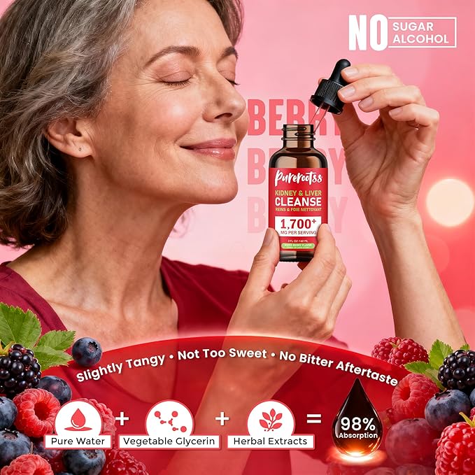 Kidney Cleanse Detox &amp Repair Drops Pack 2 – Chanca Piedra Stone Breaker Formula with Cranberry Artichoke &amp Milk Thistle – Liver Urinary Tract &amp Bladder Support – Mixed Berry Flavor