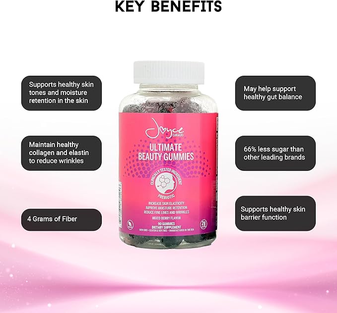 Joyce Giraud Ultimate Beauty Gummies 30-Day Supply Supports Skin Hydration &amp Healthy Skin Tone 90 Gummies
