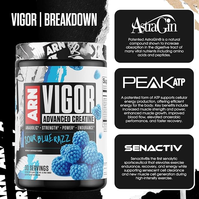 Arms Race Nutrition | ARN | Vigor Advanced Creatine Formula (30 Servings Rainbow Sherbet)