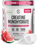 SteelFit Creapure Pure Creatine Monohydrate Powder for Men &amp Women Watermelon - Flavored Creatine Gym Workout Supplements for Lean Muscle Gain Brain Health &amp Strength Building - 30 Servings
