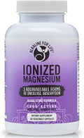 Alkaline for Life Ionized Magnesium Glycinate Citrate Ascorbate Supplement 4 Forms Alkalizing Magnesium Complex for Absorption Bone Muscle &amp Sleep Support Professional Grade Non-GMO 60 Capsule