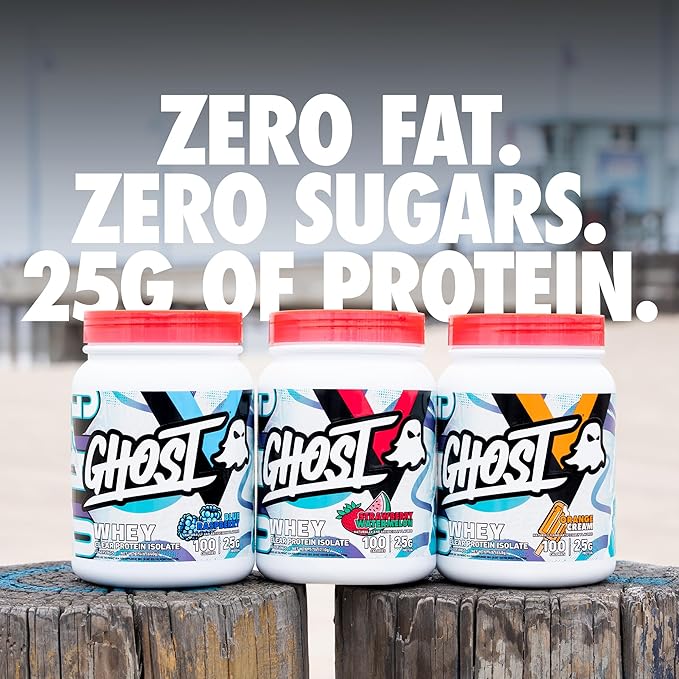 GHOST Clear Whey Isolate Protein Powder Blue Raspberry - 1.4 LB Tub 25G of Whey Protein - Post Workout Drink for Muscle Gain &amp Recovery – Sugar Free Soy Free &amp Zero Fat 20 Servings