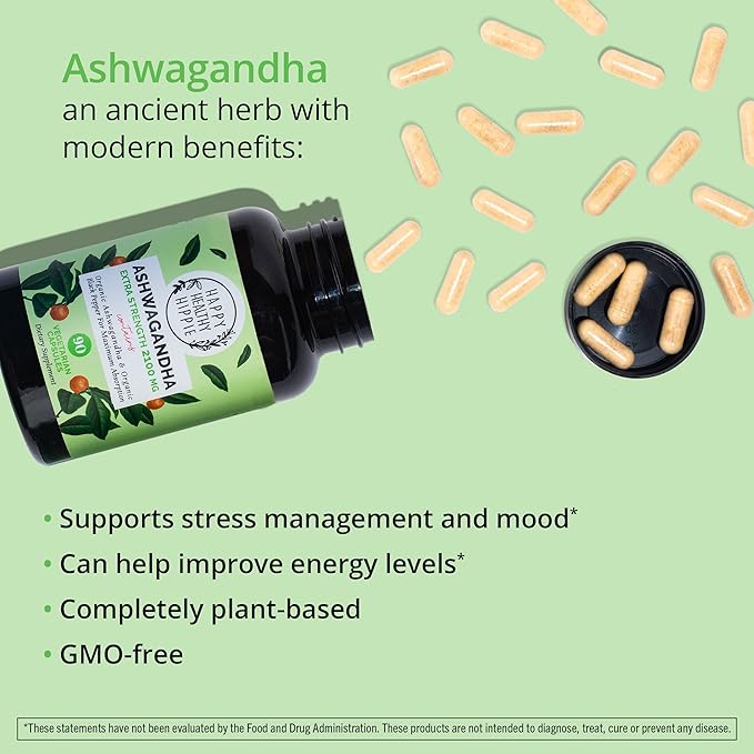 Happy Healthy Hippie Zen Again Cortisol Manager &amp Organic Ashwagandha Capsules