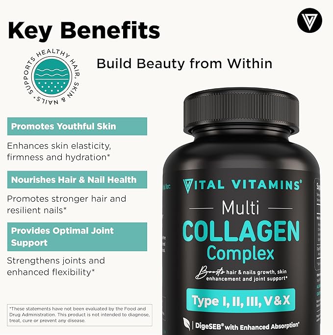 Vital Vitamins Multi-Collagen 150 ct + Hyaluronic Acid Hydration Complex 60 ct