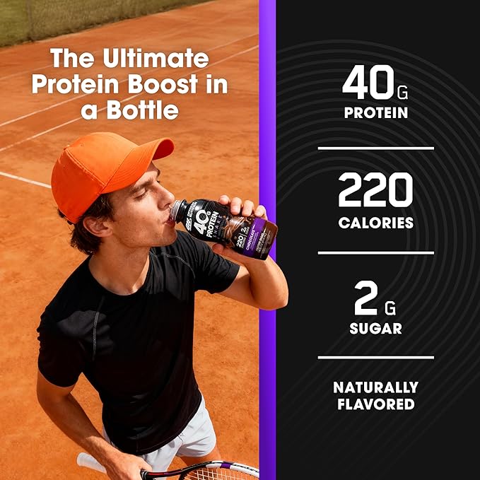 Optimum Nutrition 40g Protein Shake 40g of Protein Naturally Flavored Complete Protein Drink Chocolate 14 Fl Oz 12 Count (Pack of 1) (Packaging May Vary)