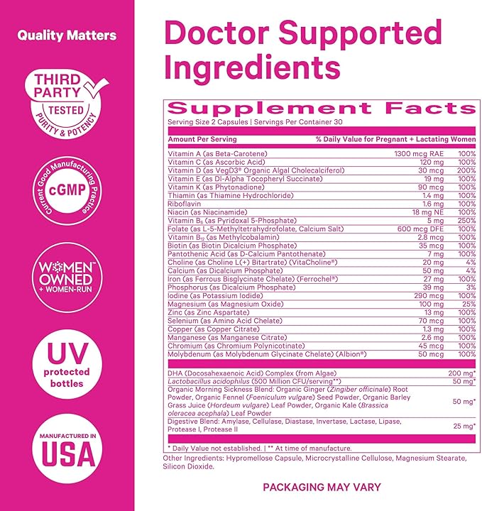 Pink Stork Premium Prenatal Iron Bundle - Premium Prenatal + DHA and Prenatal Iron Supplement for Women Morning Sickness Digestion Blood Cell Production