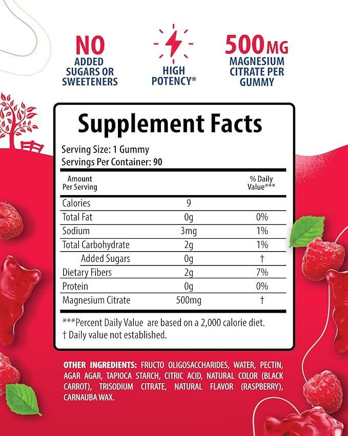 Sanny SAM Magnesium Gummies for Kids &amp Adults - 500mg - Calm Magnesium Chews - Magnesium Citrate Chewable Supplement for Mood &amp Muscle Support