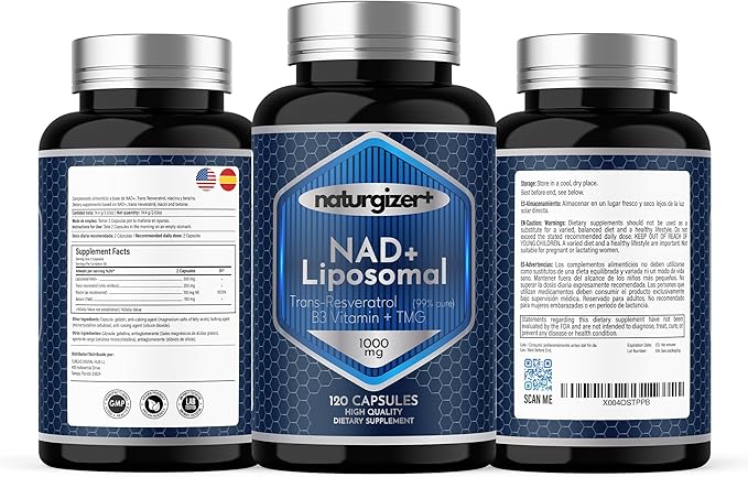 Liposomal NAD+ Supplement with Resveratrol TMG &amp Vitamin B3 | 4-in-1 Healthy Aging &amp Cellular Energy Support | High Absorption NAD Plus for Men &amp Women Over 40 | 120 Capsules